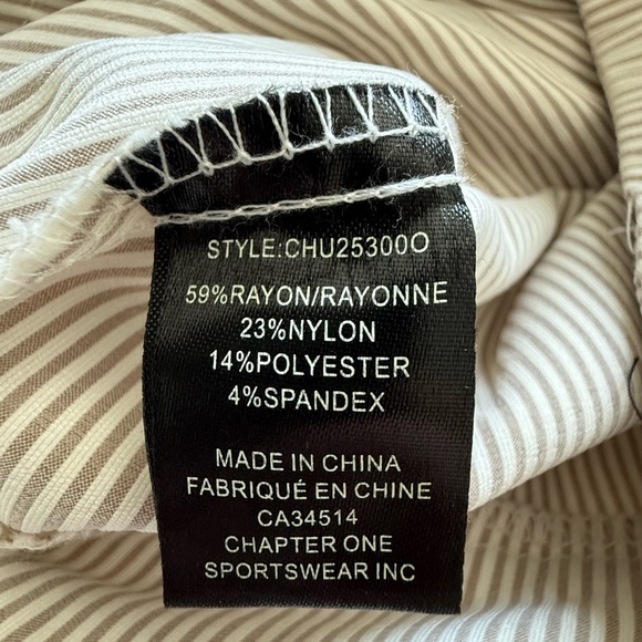 Jones New York Striped Belted Ankle Pants – Beige & White Pinstripe (S) - Picture 8 of 9